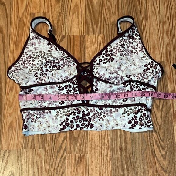 Adore Me Swim Top, Cut Off, Burgundy, cream, 2X - Picture 4 of 9
